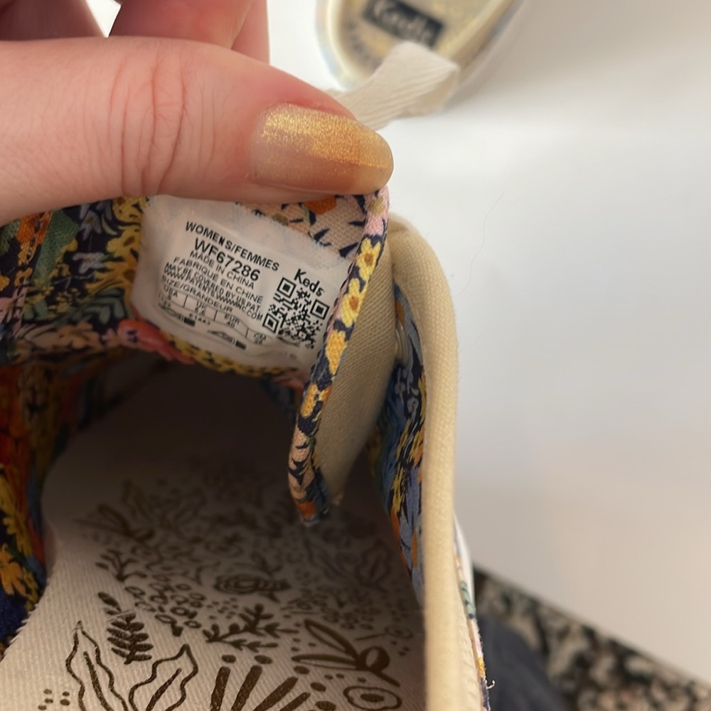 Keds X Rifle Paper Co. Triple Kick Mule in Off White Raffia Woven Floral Trim - Picture 7 of 7